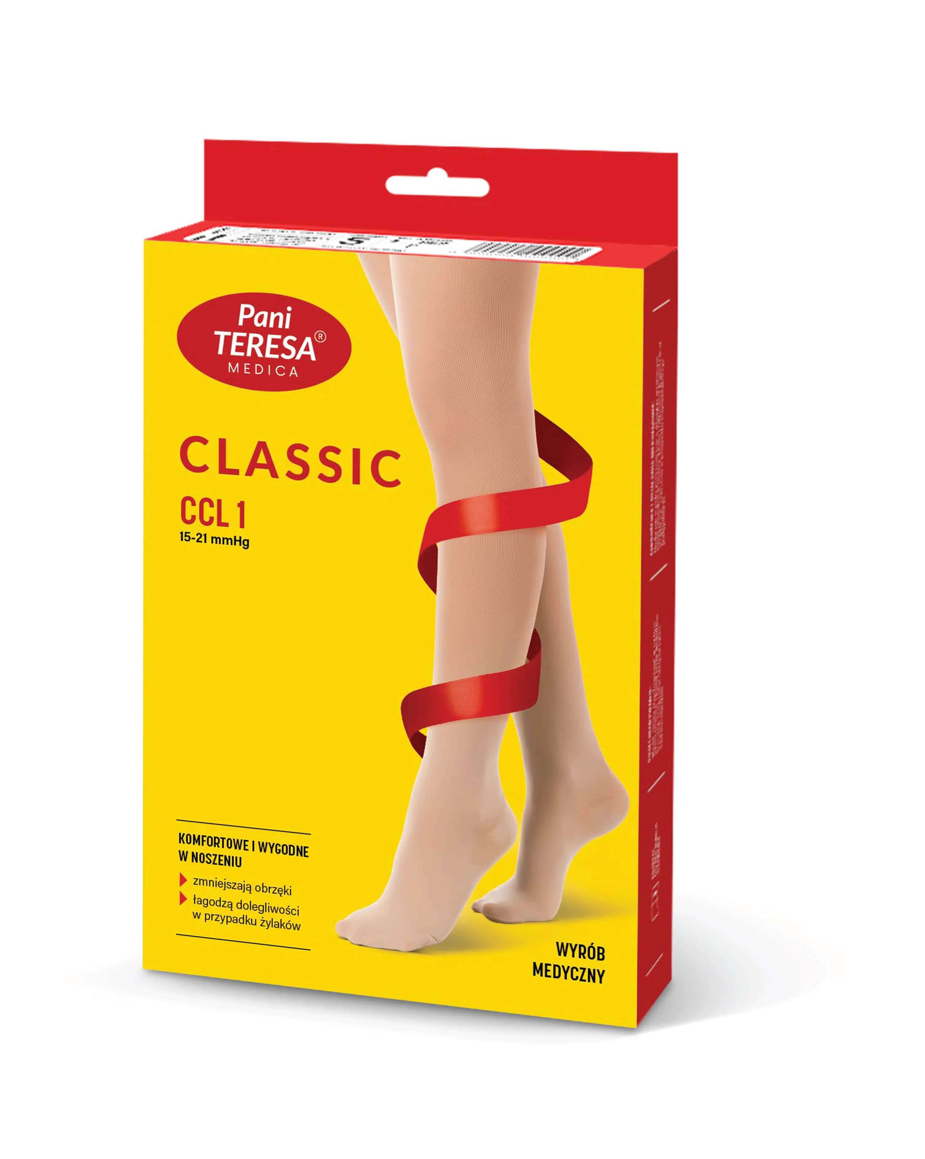Pani Teresa Classic, podkolanówki uciskowe, CCL 1, kolor jasny beż, rozmiar M, para