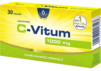 C-Vitum 1000, kapsułki ze składnikami pomagającymi uzupełnić dietę w witaminę C, 30 szt.