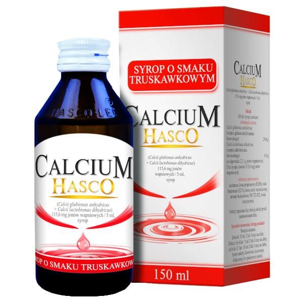 Calcium HASCO, syrop na niedobór wapnia o smaku truskawkowym, 150 ml