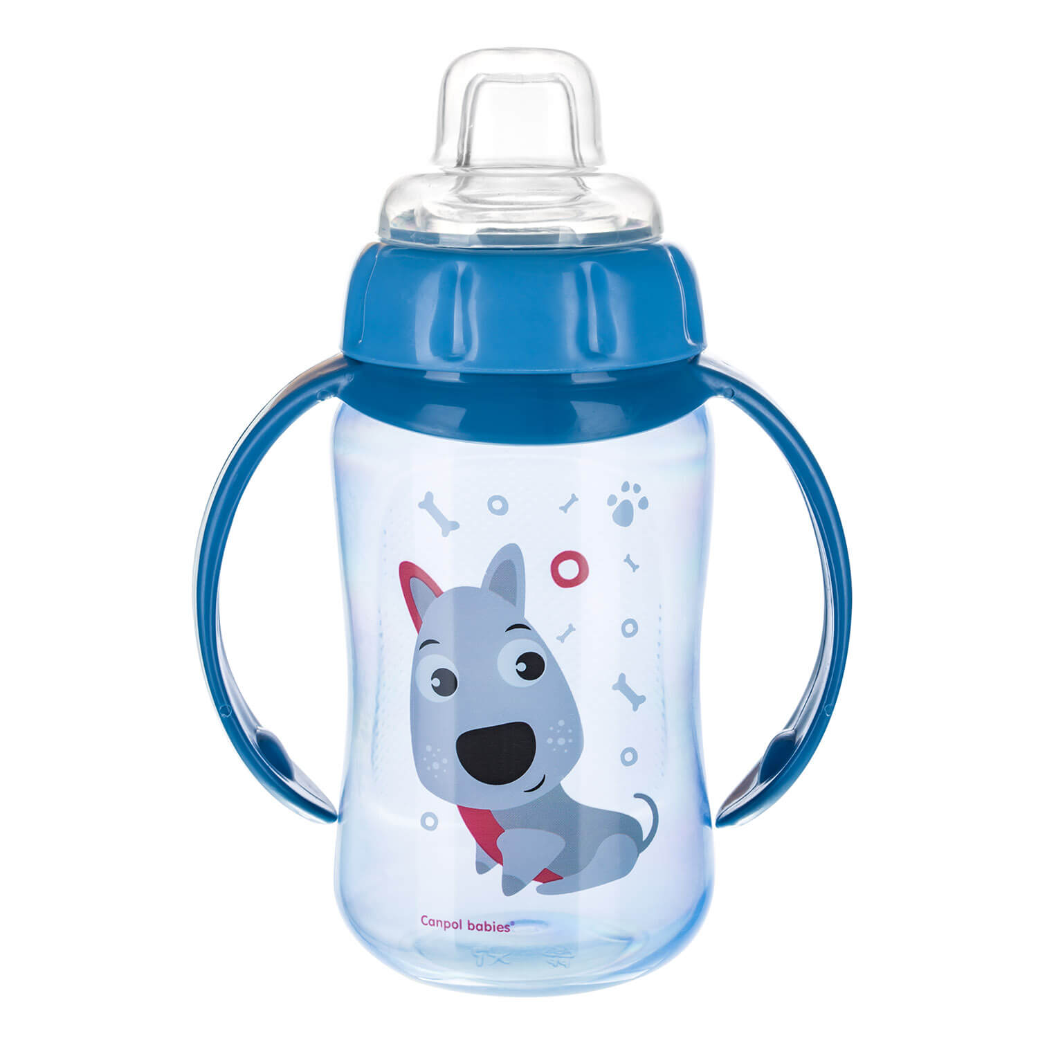 Canpol Babies, kubek treningowy z silikonowym ustnikiem, od 6 m.ż., kolor: niebieski, 320 ml, 1 szt.