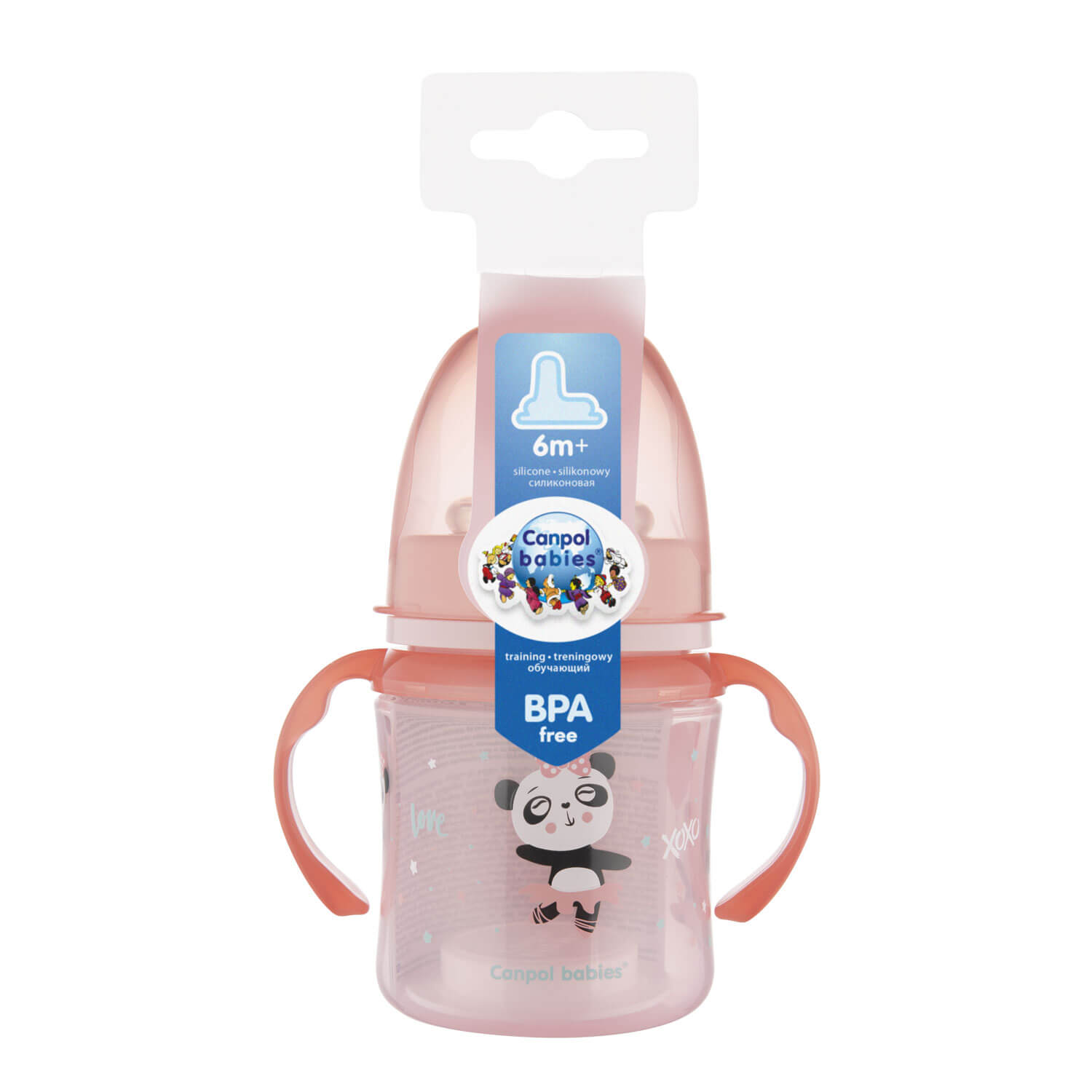 Canpol Babies, kubek treningowy silikonowy, kolor: różowy, 120ml