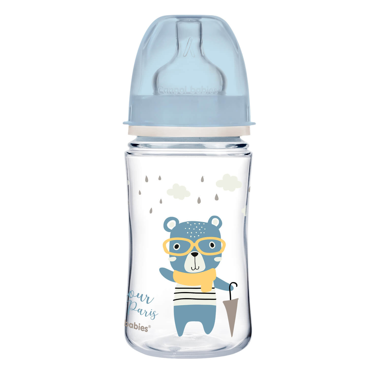 Canpol Babies butelka szeroka antykolkowa niebieska o pojemności 240 ml, (35/232_blu), 1 szt.