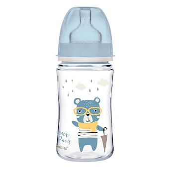 Canpol Babies, butelka szeroka antykolkowa niebieska o pojemności 240 ml, (35/232_blu), 1 szt.