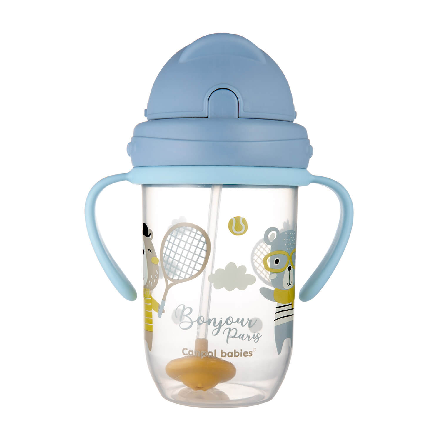 Canpol Babies, kubek niekapek z rurką i odważnikiem, od 6 m.ż., kolor: niebieski, 270 ml, 1 szt.