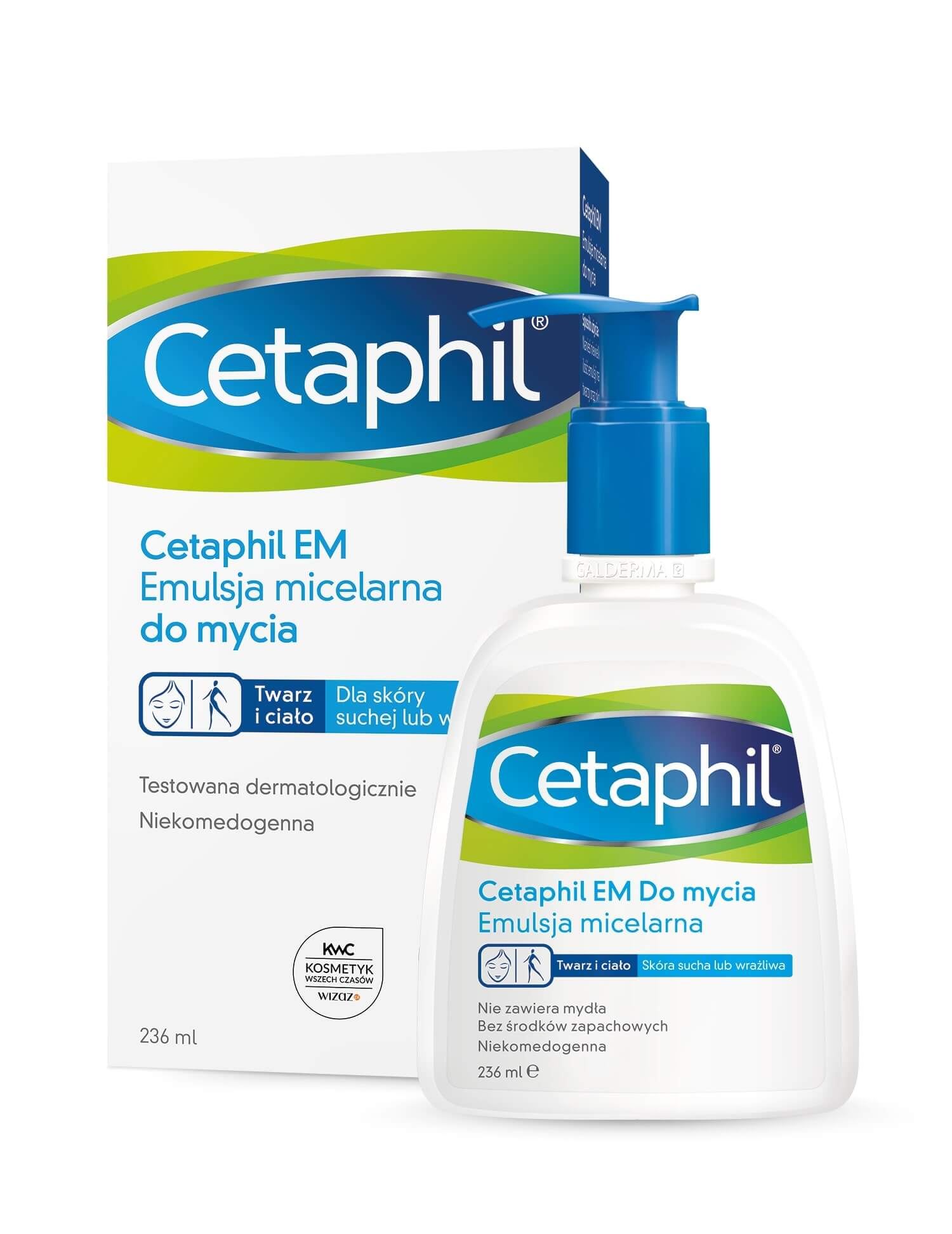 GALDERMA Cetaphil EM, emulsja micelarna do mycia twarzy i ciała z pompką, 236 ml — Składniki i ocena