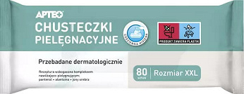 Chusteczki pielęgnacyjne APTEO  , do codziennej higieny XXL , 80 szt.