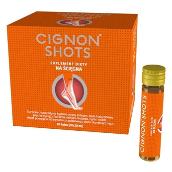 Cignon Shots, płyn ze składnikami wspomagającymi prawidłowe funkcjonowanie ścięgien, 20 fiolek po 10 ml