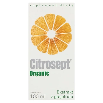Citrosept Organic, krople ze składnikami wspierającymi w przeziębieniu z ekstraktem z grejpfruta, 100 ml