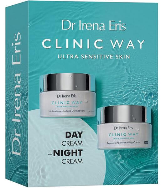 Dr Irena Eris CLINIC WAY NAWILŻANIE, zestaw: krem nawilżająco - łagodzący na dzień - 50 ml + regenerująco -nawilżający krem na noc- 50 ml