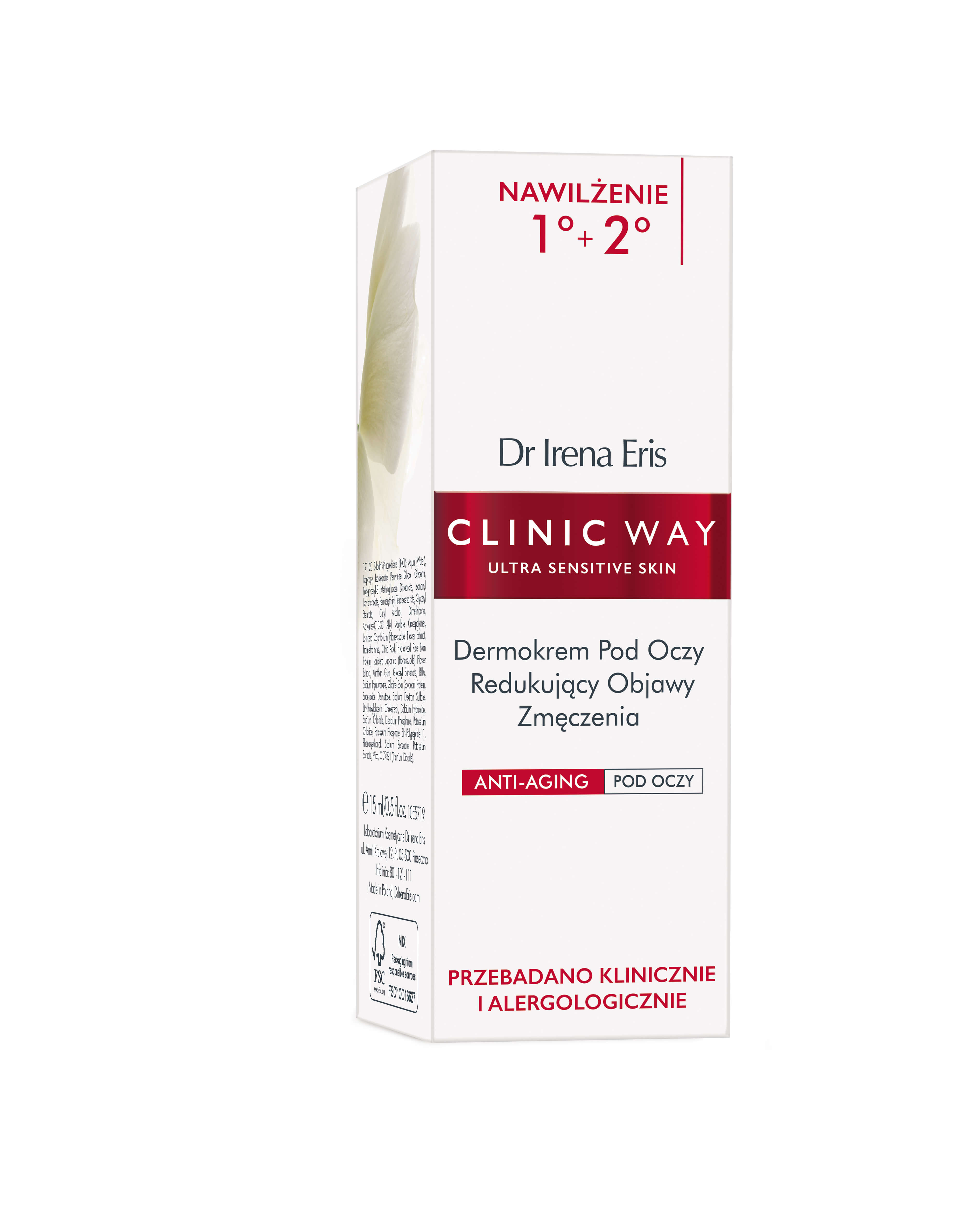Dr Irena Eris CLINIC WAY 1°+ 2°, dermokrem pod oczy redukujący objawy zmęczenia, 15 ml KRÓTKA DATA 22.06.2025
