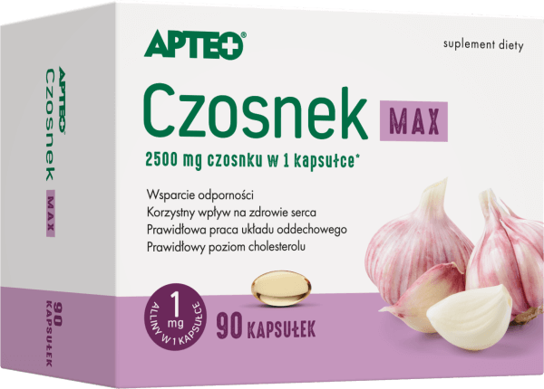 Czosnek Max APTEO, kapsułki ze składnikami wspierającymi odporność, 90 szt.