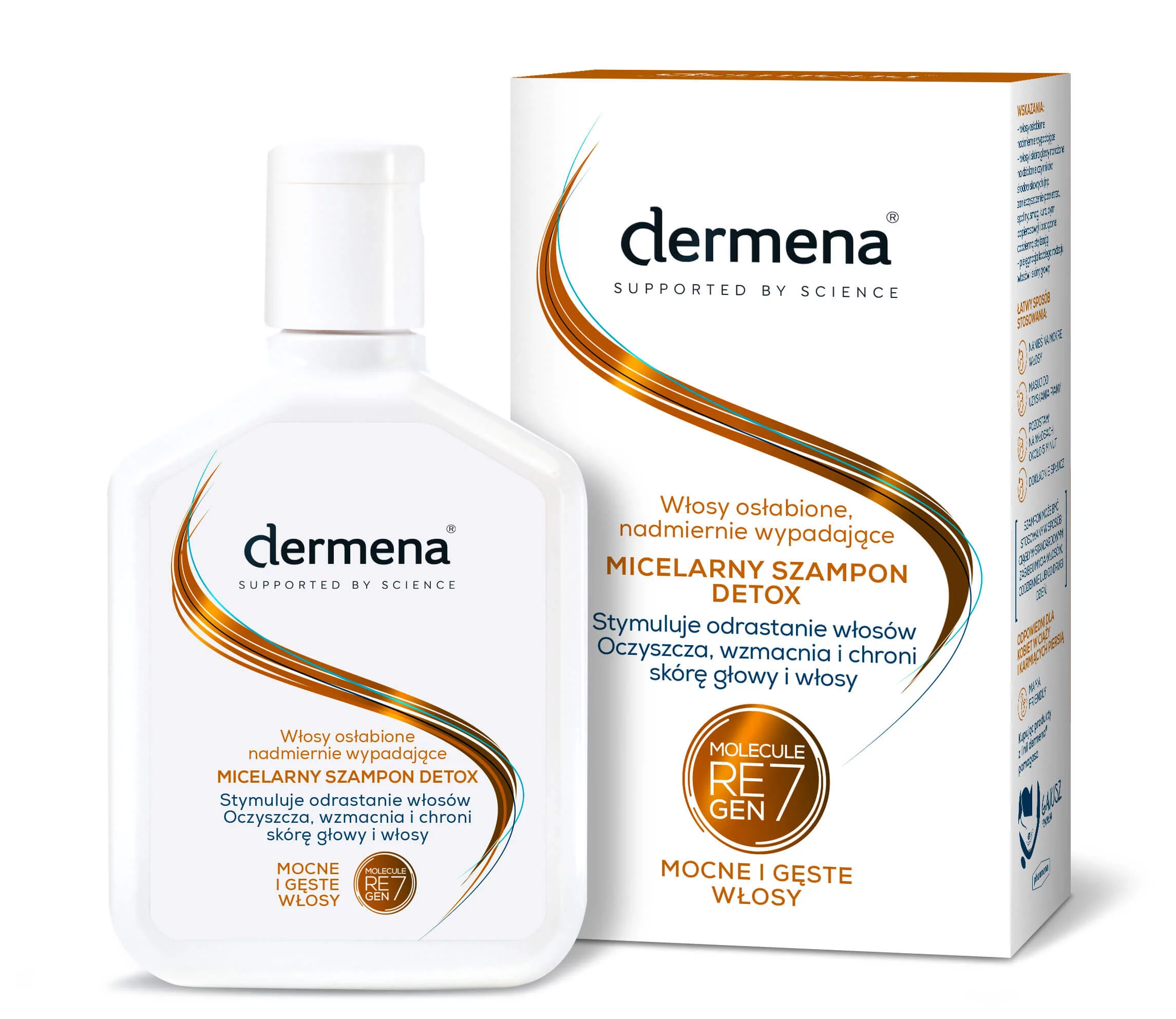 Dermena Szampon micelarny Detox, do włosów osłabionych i nadmiernie wypadających, 200 ml