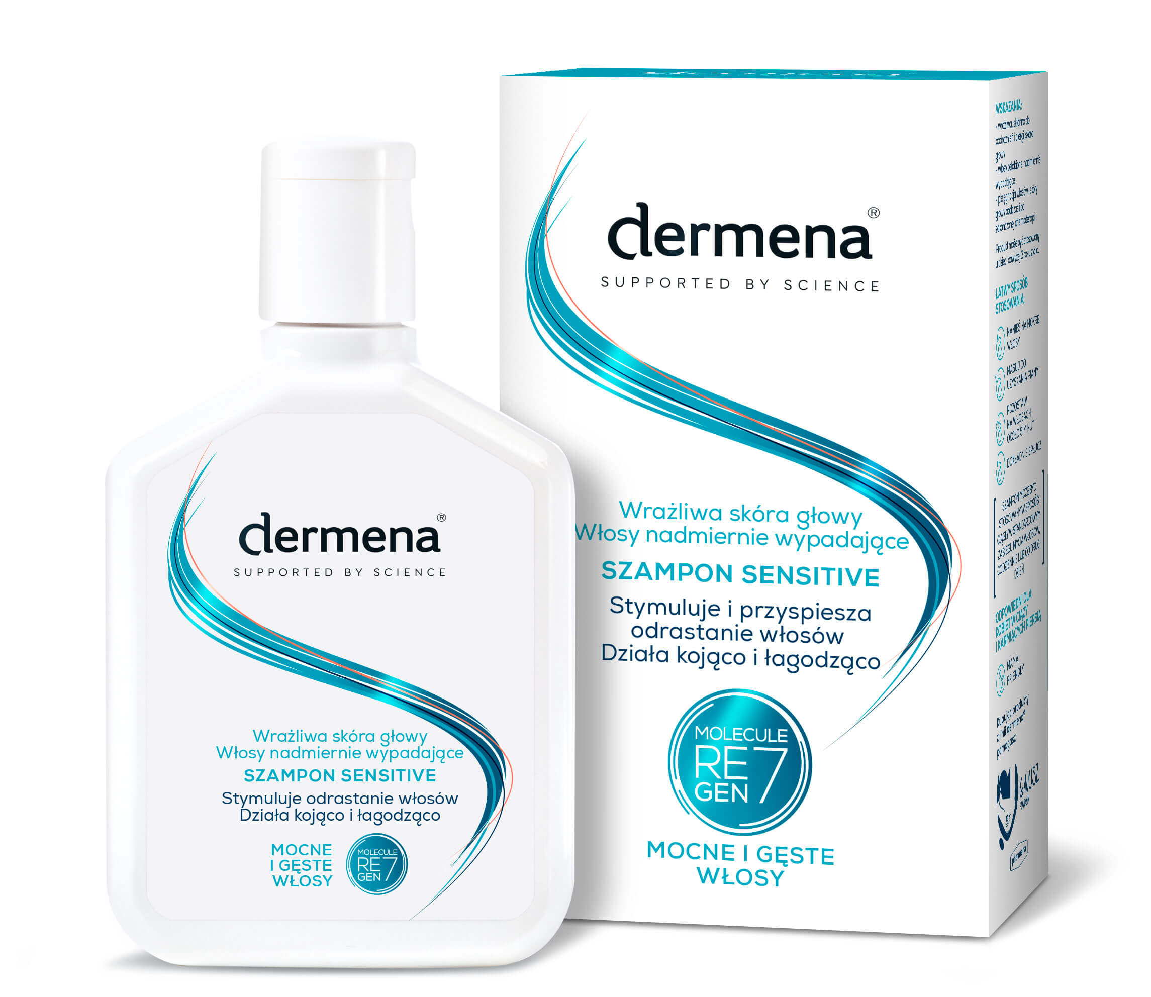 Dermena Szampon Sensitive, do wrażliwej skóry głowy i włosów nadmiernie wypadających, 200 ml