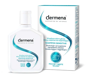 Dermena Szampon Sensitive, do wrażliwej skóry głowy i włosów nadmiernie wypadających, 200 ml