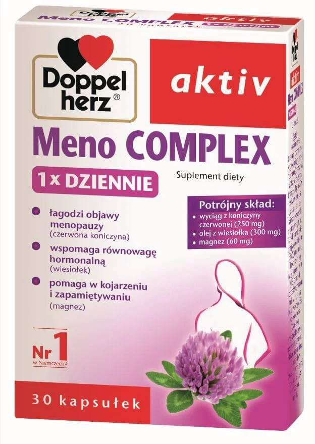 Doppelherz aktiv Meno Complex , kapsułki ze składnikami w łagodzeniu objawów menopauzy, 30 szt.