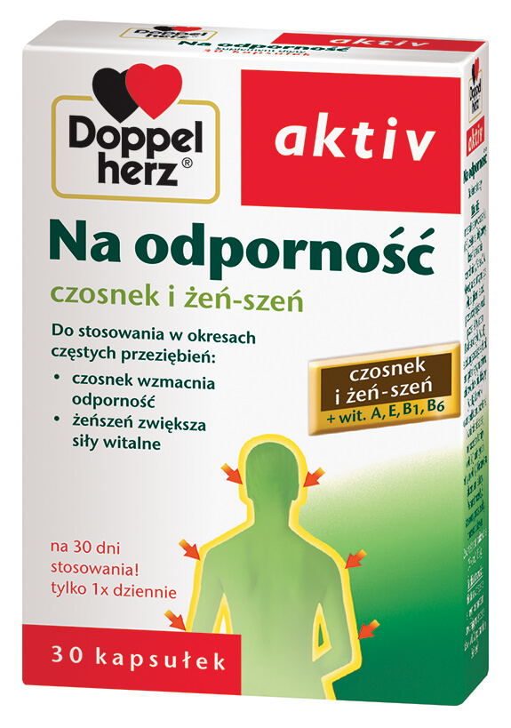 Doppelherz aktiv Na odporność , kapsułki z czosnkiem i zeń-szeniem na odporność, 30 szt.