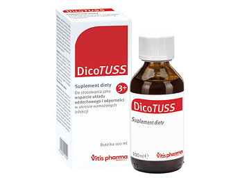 Dicotuss, płyn ze składnikami wspierającymi drogi oddechowe i odporność, 100 ml