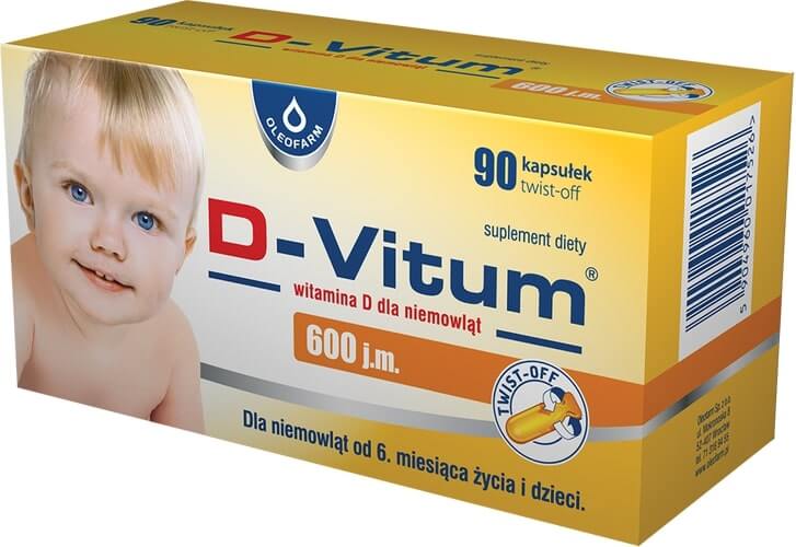 D-Vitum 600 j.m. , kapsułki twist-off z witaminą D dla niemowląt od 6. miesiąca życia, 90 szt.