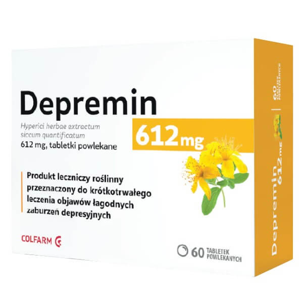 Depremin 612 mg , tabletki do krótkotrwałego leczenia objawów łagodnych zaburzeń depresyjnych, 60 szt.