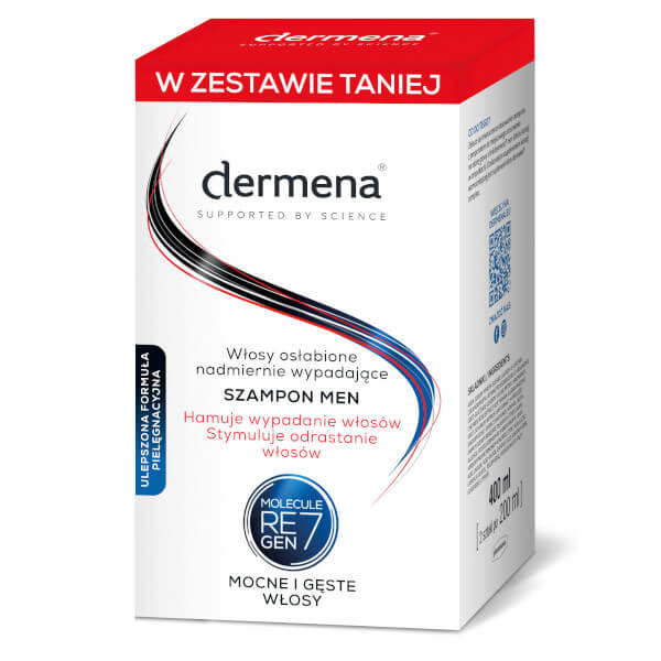 Dermena Men, szampon do włosów osłabionych i nadmiernie wypadających, 2 x 200 ml
