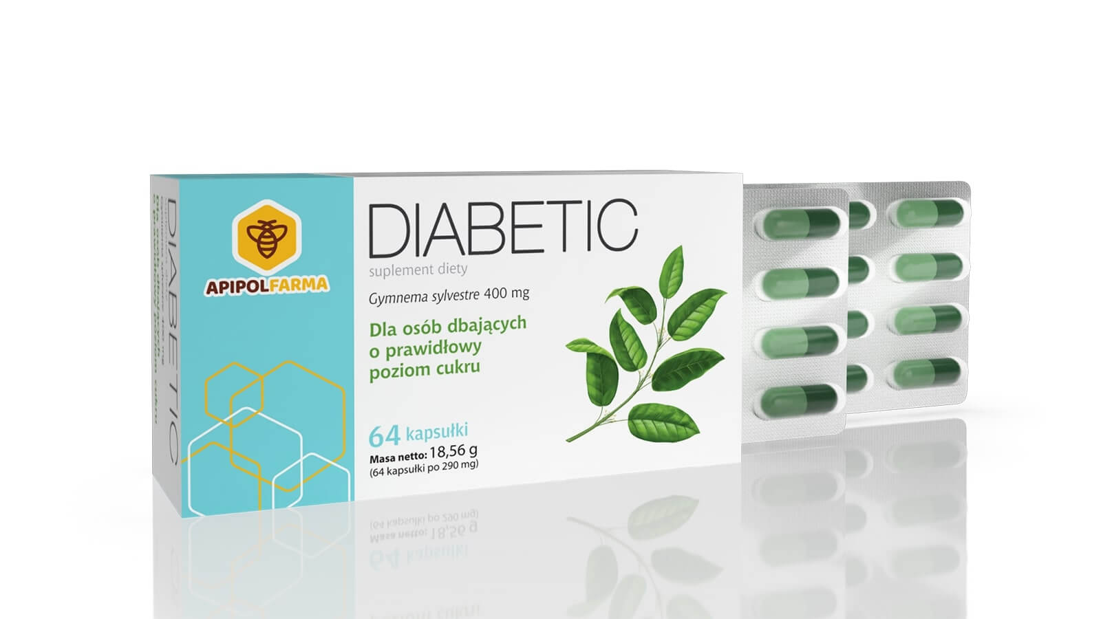 Diabetic, kapsułki dla osób dbających o prawidłowy poziom cukru, 64 szt.