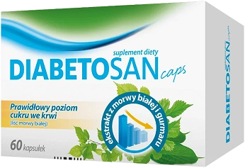 Diabetosan Caps , kapsułki ze składnikami na prawidłowy poziom cukru we krwi, 60 szt.