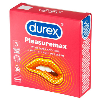 Durex PleasureMax, prezerwatywy ze zwiększoną ilością lubrykantu, 3 szt.