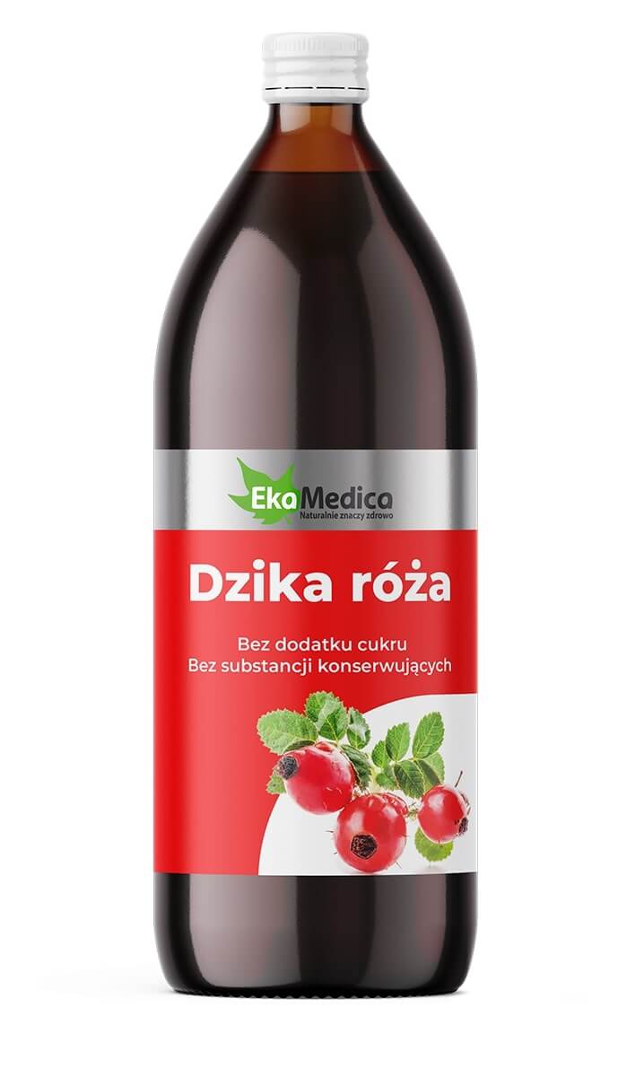 EkaMedica Dzika róża, płyn bez dodatku cukru i substancji konserwujących, 1000 ml