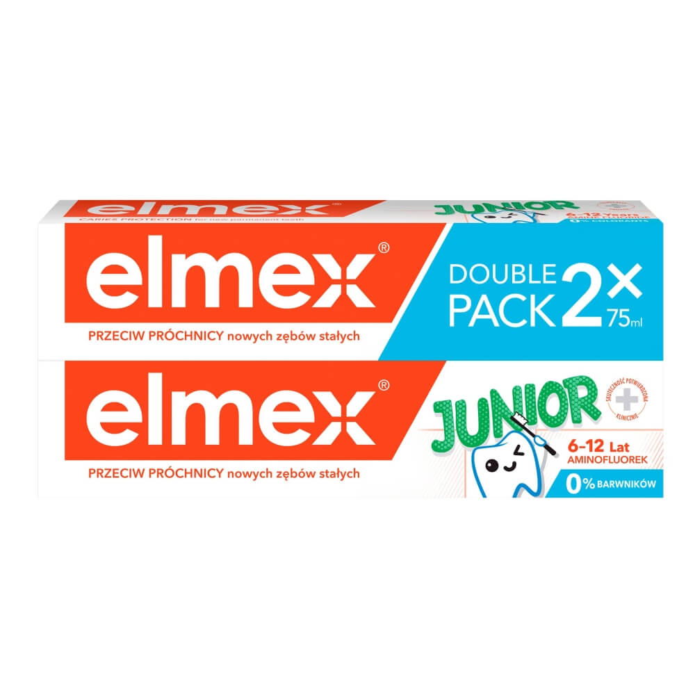 Elmex Junior duopack, pasta do zębów chroniąca przed próchnicą, 2 x 75 g