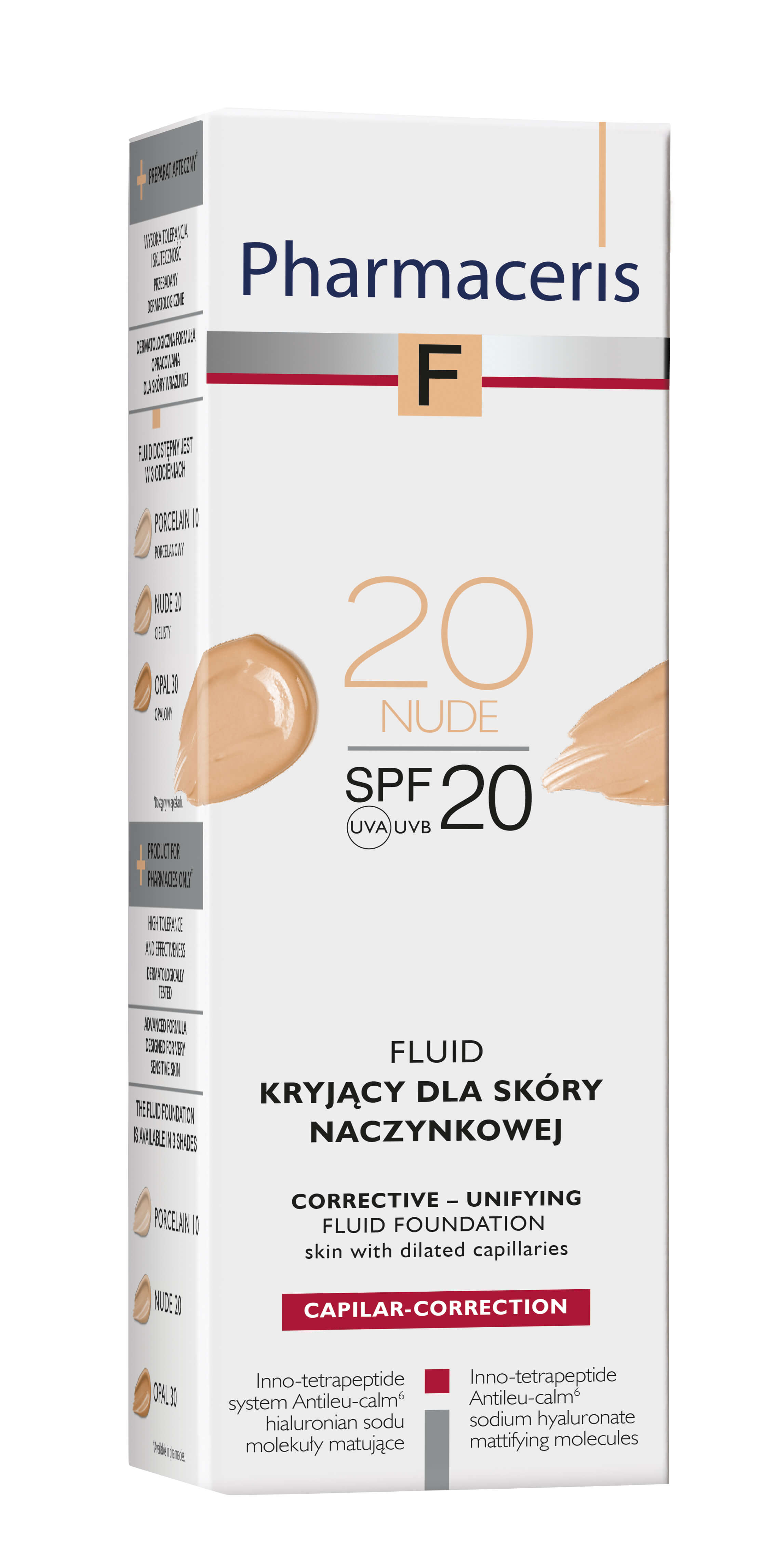 Pharmaceris F Fluid kryjący  do skóry naczynkowej kolor 20 nude z filtrem SPF 20, 30 ml