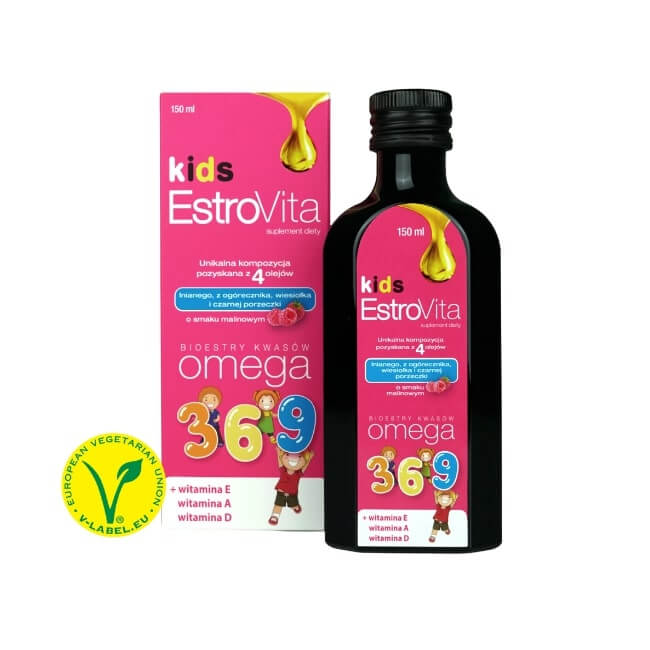EstroVita Kids Omega 3-6-9, płyn dla dzieci powyżej 3. roku życia, 150 ml