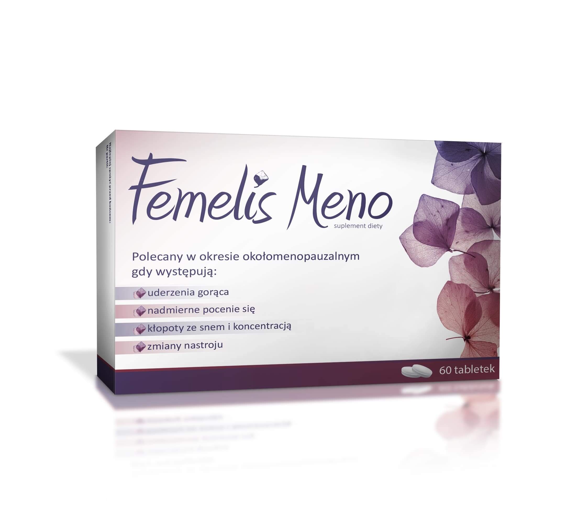 Femelis Meno, tabletki ze składnikami wspomagającymi w okresie menopauzy, 60 szt.