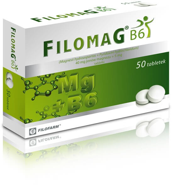 Filomag B6 , tabletki na niedobór magnezu i/lub witaminy B6, 50 szt.