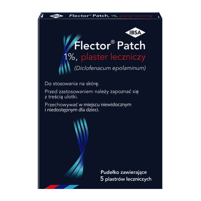 Flector Patch 1% plaster leczniczy do stosowania na skórę przy zapaleniu nadkłykcia i skręceniu stawu skokowego, 5 szt.