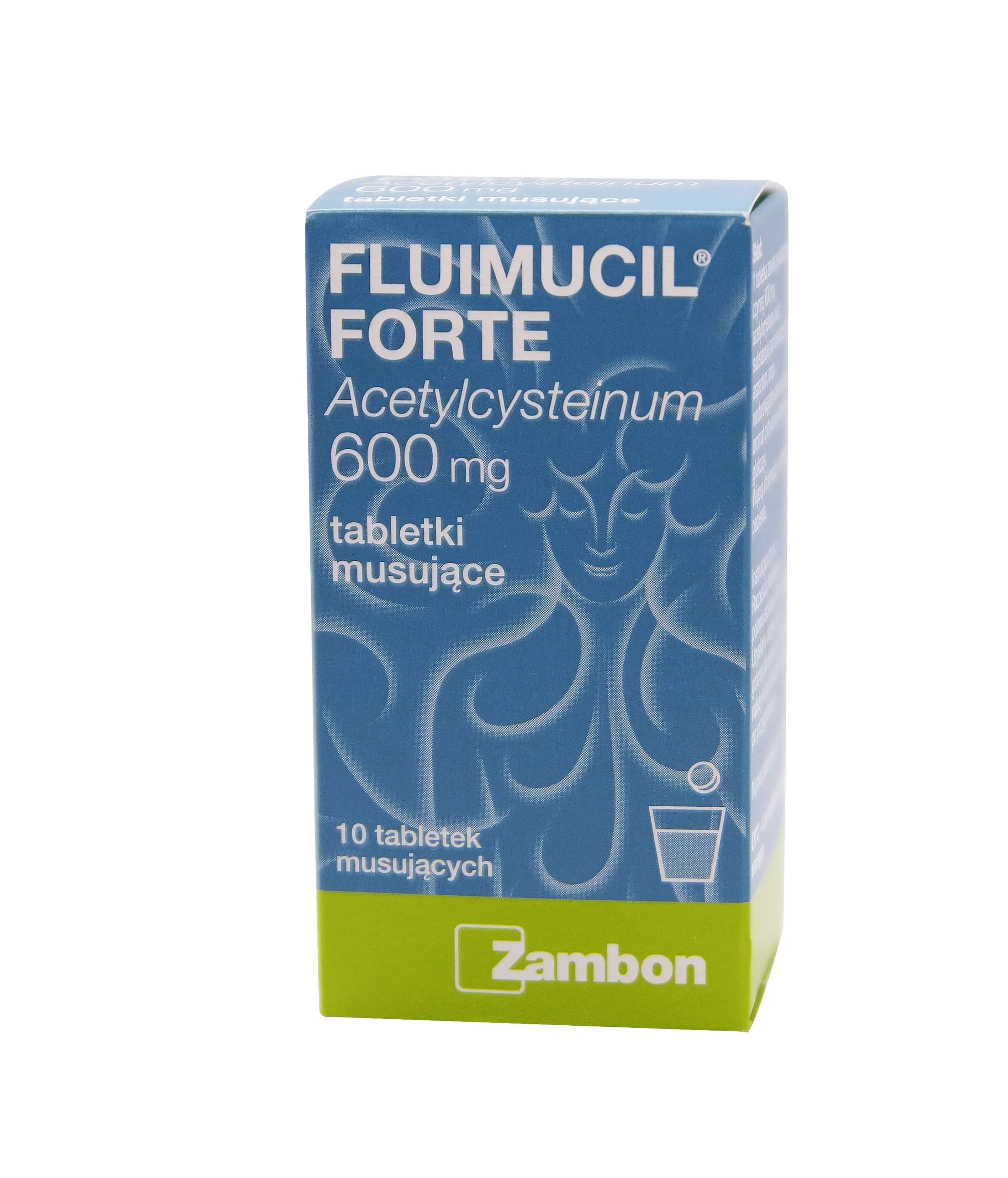 Fluimucil Forte, tabletki musujące wspomagające w infekcji górnych dróg oddechowych, 10 szt.