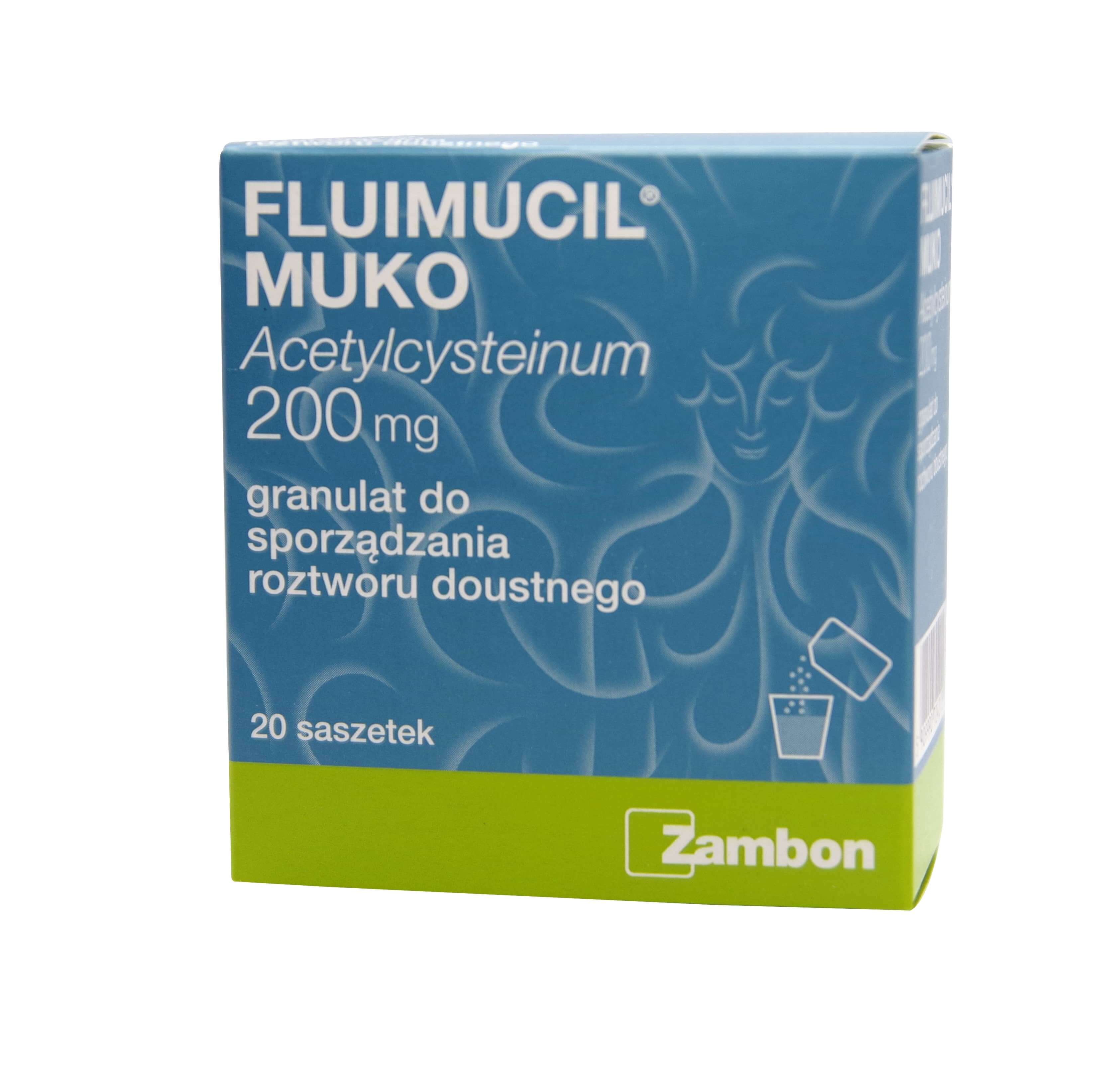 Fluimucil Muko, granulat wspomagający w infekcji górnych dróg oddechowych, 20 sasz.