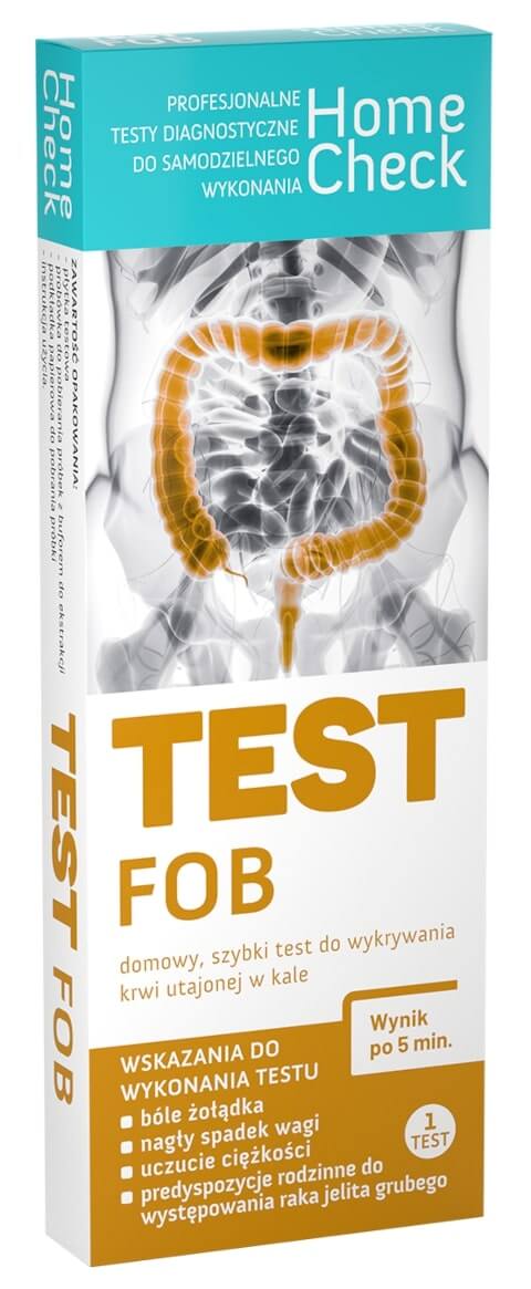 Test FOB, test domowy do wykrywania krwi utajonej w kale, 1 szt.