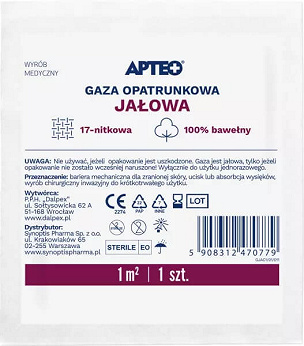 Gaza jałowa APTEO, 17-nitkowa, 1 m2, 1 szt.