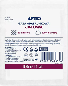 Gaza jałowa APTEO, 17-nitkowa, 0,25 m2, 1 szt.