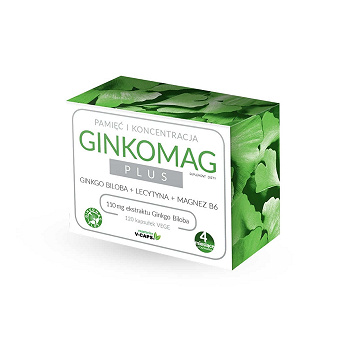 Ginkomag Plus, kapsułki z lecytyną magnezem i witaminą B6, 120 szt.