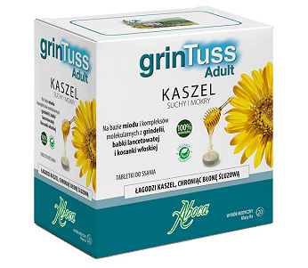GrinTuss Adult , tabletki do ssania na kaszel suchy i mokry, 20 szt.
