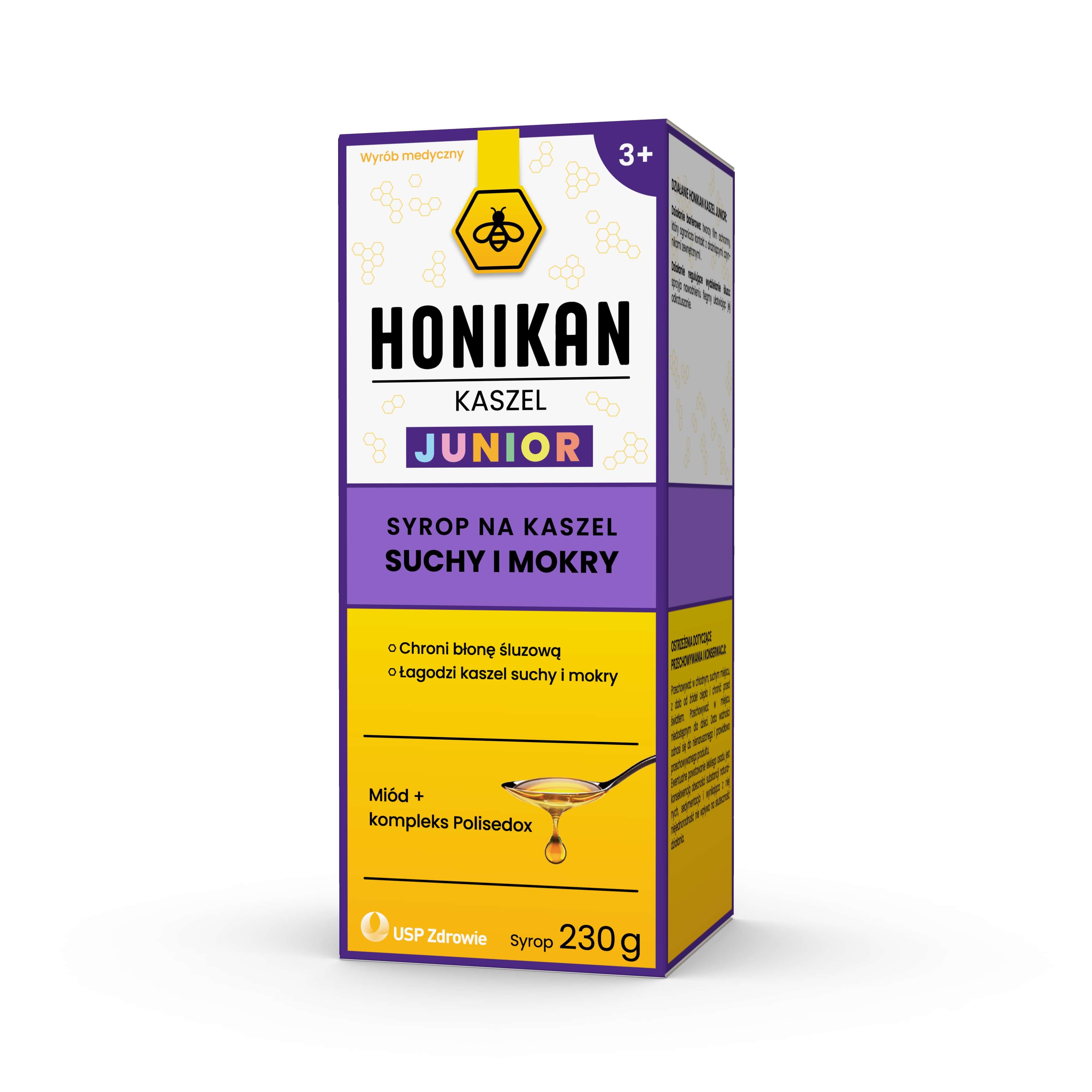 Honikan Kaszel JUNIOR syrop na kaszel suchy i mokry, 230 g KRÓTKA DATA 31.07.2026