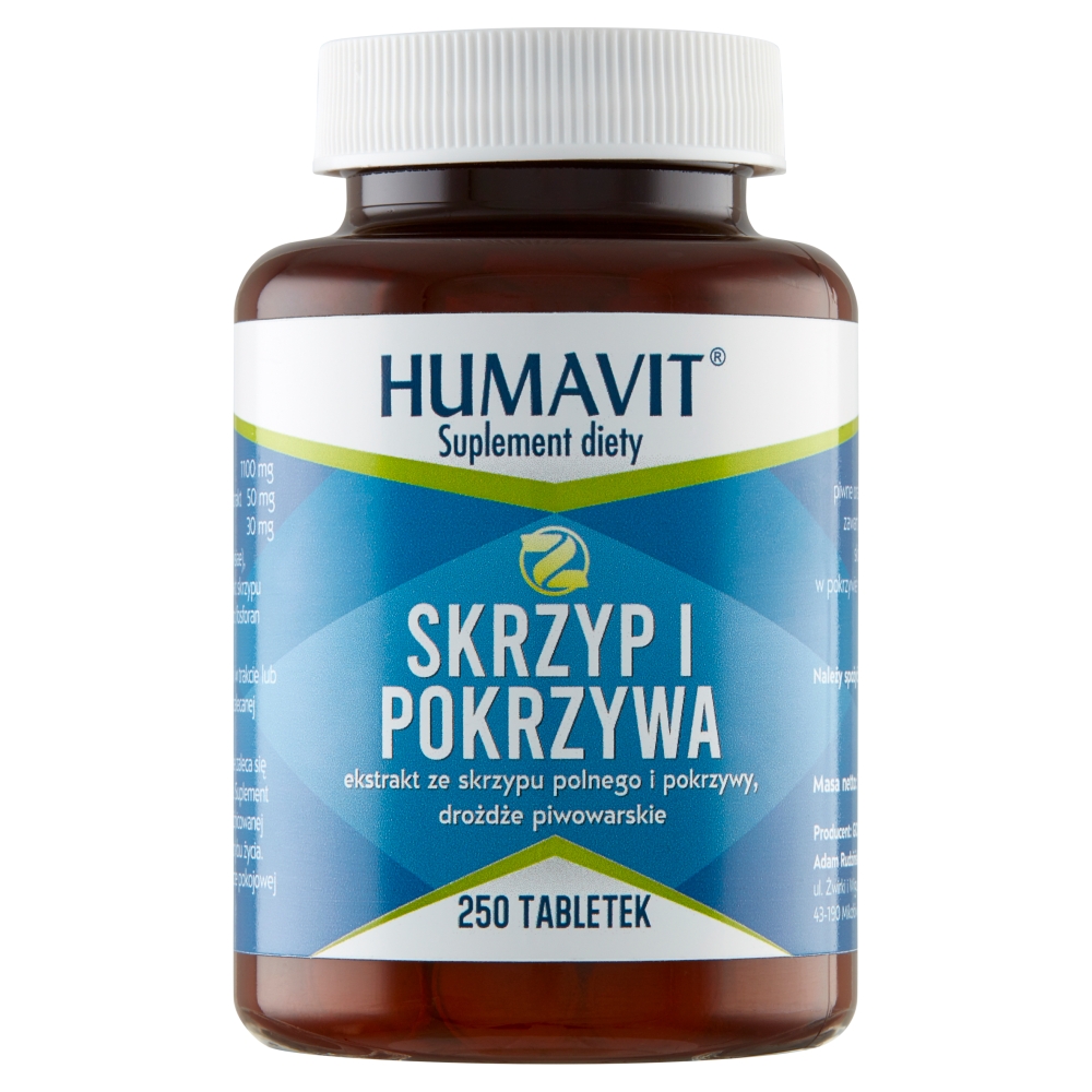 Humavit Skrzyp i Pokrzywa tabletki z ekstraktem ze skrzypu polnego i pokrzywy, drożdże piwowarskie, 250 szt.