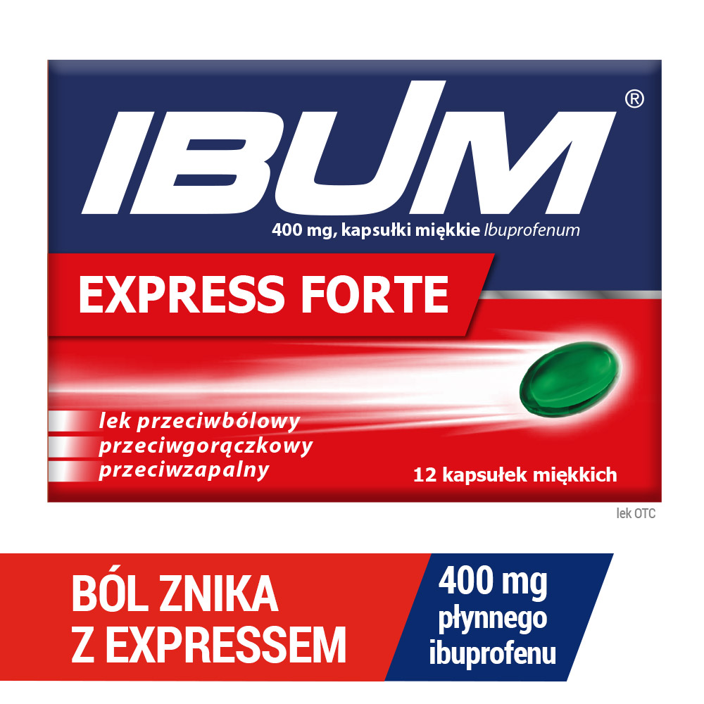Ibum Express Forte 400 mg,  kapsułki na bóle różnego nasilenia, 12 szt.