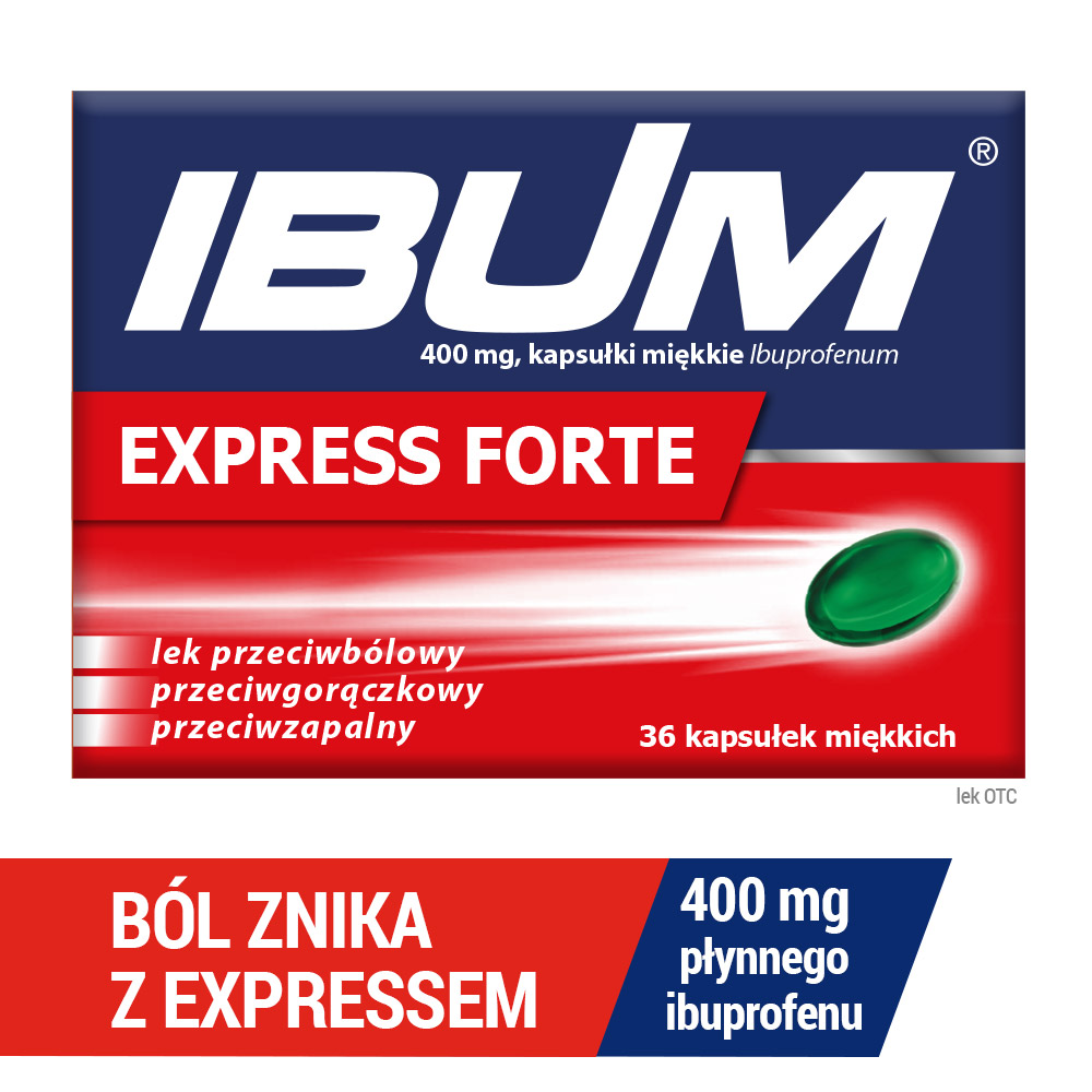 Ibum Express Forte,  kapsułki na bóle różnego nasilenia, 36 szt.