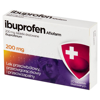 Ibuprofen 200 mg, tabletki przeciwbólowe, przeciwgorączkowe i przeciwzapalne, 20 szt.