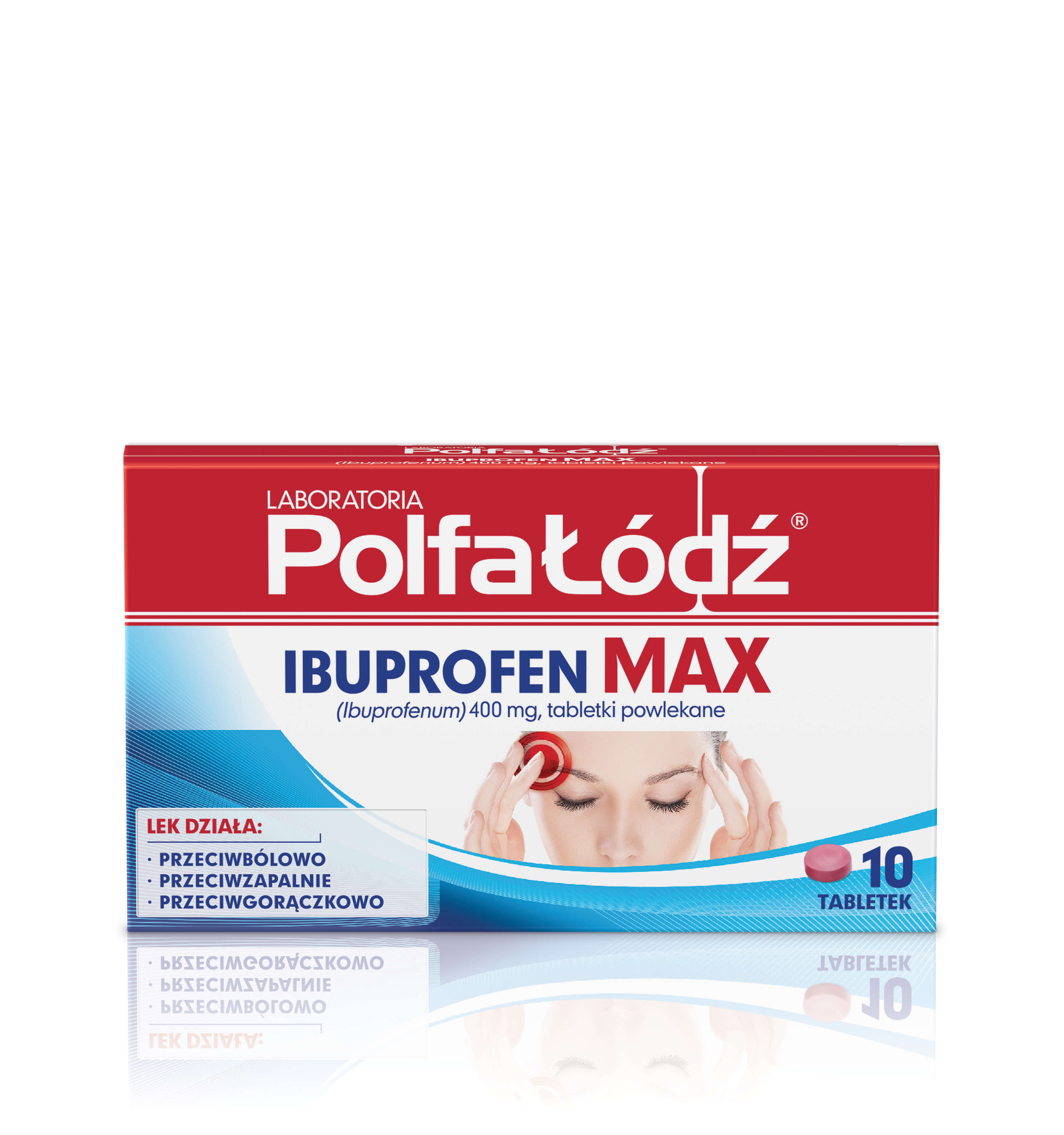 Laboratoria PolfaŁódź IBUPROFEN MAX, tabletki o działaniu przeciwbólowym i przeciwgorączkowym, 10 szt.