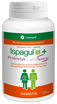 Ispagul S + Probiotyk, proszek ze składnikami wspierającymi układ pokarmowy, 200 g