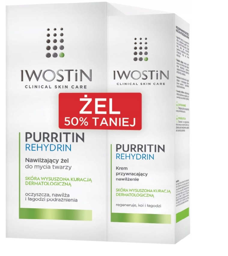 SANOFI AVENTIS Iwostin Purritin Rehydrin Zestaw , zestaw: krem nawilżający, 40 ml + żel do twarzy, 150 ml — Składniki i ocena