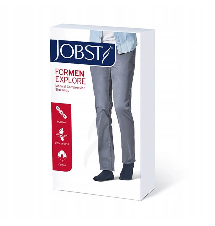 JOBST ForMen Explore, podkolanówki uciskowe dla mężczyzn CCL1 czarne, rozmiar 4, 1 para